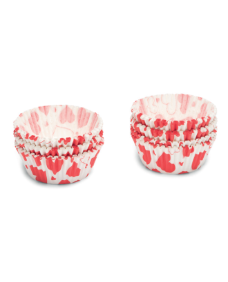 Set 200 hartii de copt pentru briose, 5 cm, cu inimioare rosii - PATISSE
